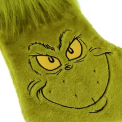 WondaPop How the Grinch Stole Christmas Grinch Furry Face 20" Applique Christmas Stocking