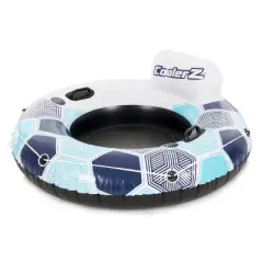 Bestway Rapid Rider 1 Person Inflatable Tube & 4 Person Floating Island w/ Cupholders for Summer Fun at the Lake, River, and Ocean