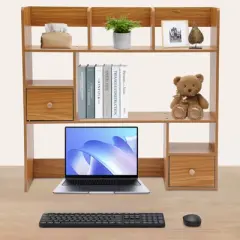 YIYIBYUS Home Office Desk Organizer Shelf, Desktop Storage Organizer, Brown