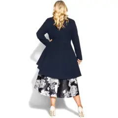 Women's Plus Size  Hi Lo Frill Coat - navy | CITY CHIC