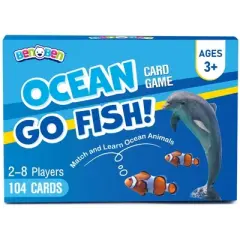 BenBen Go Fish Card Game for Kids, 104 Cards, Ocean Theme Memory Matching Game, Sea Animals Learning Playing Cards