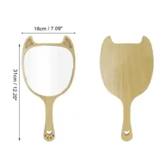 Unique Bargains Extra Large Devil Shape Hand Mirror Wood Color 1 Pc