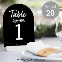 Big Dot of Happiness Mr. and Mrs. - Black and White Wedding or Bridal Shower Double-Sided 5 x 7 inches Cards - Table Numbers - 1-20