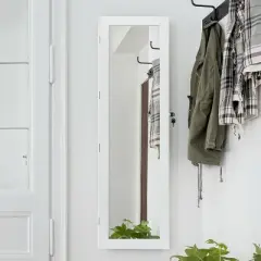 Costway Wall Mounted Mirrored Jewelry Cabinet Organizer w/LED Lights