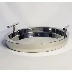 Jiallo Stainless Steel Silver Double wall tray with T handles 14" dia