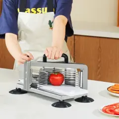 VEVOR Commercial Tomato Slicer, 3/8 inch Tomato Cutter Slicer, Stainless Steel Heavy Duty Tomato Slicer Machine, Manual Tomato Slicer