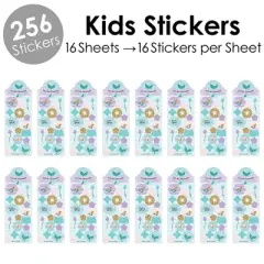 Big Dot of Happiness Let's Be Mermaids - Birthday Party Favor Kids Stickers - 16 Sheets - 256 Stickers