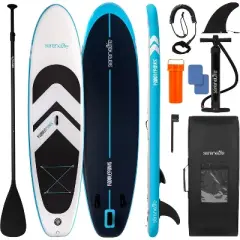 Inflatable Stand-Up Paddleboard for Water Sports with Double-Action Hand Pump, Non-Slip Surface, Portable Design