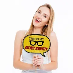 Big Dot of Happiness Funny Bam Superhero - Baby Shower or Birthday Party Photo Booth Props Kit - 10 Piece