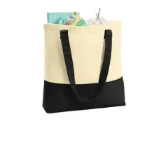 Port Authority Set of 2 Colorblock Cotton Totes with Zippered Pocket