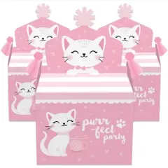 Big Dot of Happiness Purr-fect Kitty Cat - Treat Box Party Favors - Kitten Meow Baby Shower or Birthday Party Goodie Gable Boxes - Set of 12