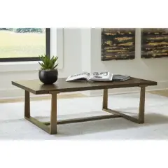 Balintmore Coffee Table Metallic Brown/Beige: Chic Trestle Base, MDF & Veneer - Signature Design by Ashley