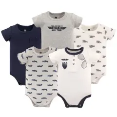 Hudson Baby Infant Boy Cotton Bodysuits 5pk, Wingman