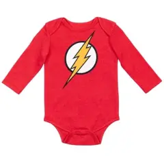 Warner Bros. Justice League Superman Batman Flash 3 Pack Long Sleeve Bodysuit 