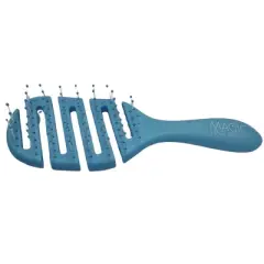 Magic Hair Brush Mini Blue, Professional Flexible Vented Hairbrush For Detangling w/ Case - Blue