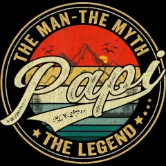Men's Design By Humans Vintage Sunset Papi, The Man, Myth, Legend By COVI Tank Top