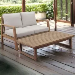 Courtyard Casual Ocean Pointe Loveseat Eucalyptus Wood Frame with Olefin Cushion