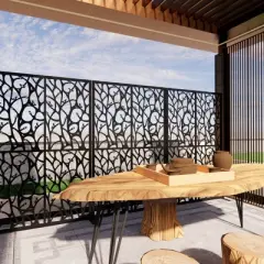 Angel Sar 6ft Metal Privacy Screen with Bird Design, Free-Standing Indoor/Outdoor Room Divider for Patio, Balcony, Garden, Black