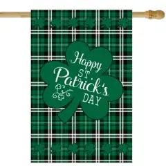 Northlight Happy St. Patrick's Day Plaid Outdoor House Flag 28" x 40"