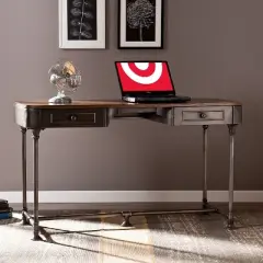 Elmore 2 Drawer Wood/Metal Writing Desk - Tobacco - Aiden Lane