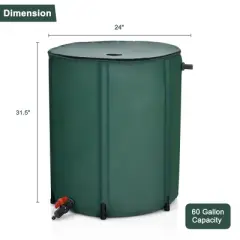 Costway 60 Gallon Portable Rain Barrel Collapsible Tank  Water Collector Spigot Filter