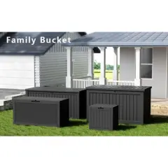 Sersper Outdoor Storage Box, 230 Gallon Deck Box Lockable Large Outdoor Container for Garden Tools, Waterproof and UV Resistant, Black