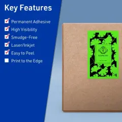 Avery Neon Green Paper Labels, 5.5" x 8.5" Rectangle