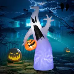 SEVOBAL Inflatable Holiday Decorations Halloween Ghost with Pumpkin Outdoor Yard Decoration for Garden, Lawn, Halloween Party, Purple, 8.7"*8.7"*6.3"