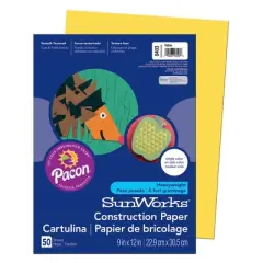 Prang&reg; Construction Paper, Yellow, 9" x 12", 50 Sheets Per Pack, 10 Packs