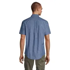 Lands' End Men's Short Sleeve Button Down Chambray Traditional Fit Shirt