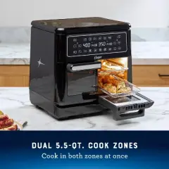 Oster 5-Quart Flex Dual Zone Air Fryer Oven Stainless Steel: 1500W Electric Fryer, Dishwasher-Safe Parts, Silver