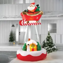 10' Christmas Indoor/Outdoor Lighted Inflatable Santa in Sleigh Over the House - Wondershop&trade;