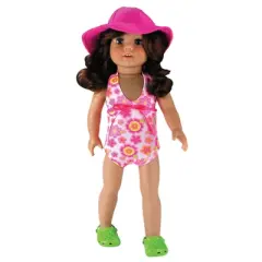 Sophia&rsquo;s One-Piece Bathing Suit & Hat for 18&rdquo; Dolls, Hot Pink