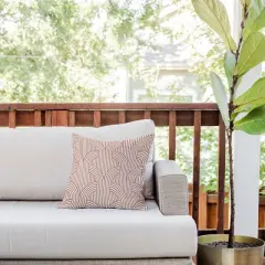 Deny Designs Marta Barragan Camarasa Retro Lines Square Outdoor Throw Pillow Beige