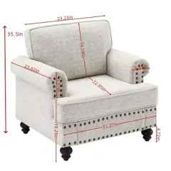 Upholstered 3 Seat/Loveseat/1 Seat Sofa Couches with Nailhead Accents, Scrolled Armrests, and Turned Legs-ModernLuxe