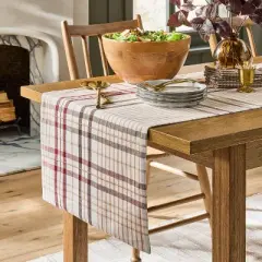 20"x90" Fall Plaid Oversized Runner Burgundy/Brown - Hearth & Hand&trade; with Magnolia