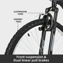 hykolity Mountain Bike 26 inch MTB Bicycle 18 Speed Cycling for Adult Men Women Outdoor Trail Off-Road Sport Bikes Black Dual Full Suspension