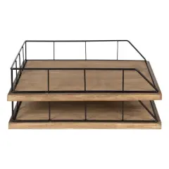 Kate and Laurel Benbrook Stacked Metal and Wood Letter Trays