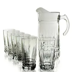 Slickblue Fluted Romanesque Design Cristalline Beverage Set &ndash; Includes 65 oz Pitcher & 6 Tumblers