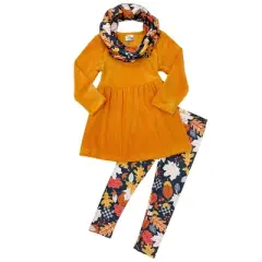 Girls Foliage Fresh Tunic, Scarf & Legging Set - Mia Belle Girls