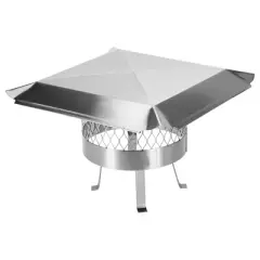 Draft King SS813U Round Slip In Single Flue Chimney Cover for 11.5 to 12.5 Inch Masonry Chimneys with Expanded Mesh and Welded Legs, Stainless Steel