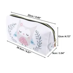 Unique Bargains Women's Durable Cute Owl Cosmetic Bag White 1 Pc