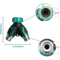 Swtroom 2 Way Water Splitter Heavy Duty Garden Hose Splitter Faucet Splitter with Shut off Valve