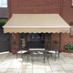 VEVOR Manual Retractable Awning, 10 x 8 ft Outdoor Patio Awning Retractable Sun Shade,Polyester Patio Door Window Awning Sunshade Shelter