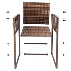 Patio 3-Piece Wicker Outdoor Bistro Set with Cushions