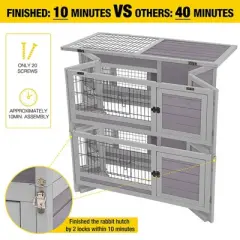 Aivituvin Folding Rabbit Hutch | Outdoor Bunny Cage (Inner Space 14.1 ft&sup2;)-AIR18-F