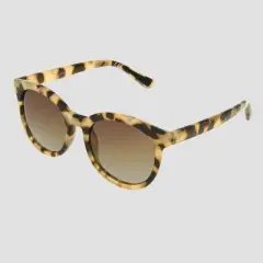 Women's Round Tortoise Shell Print Sunglasses with Polarized Lenses - All in Motion&trade; Brown
