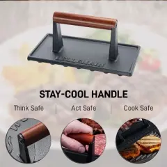 Bellemain Bacon Press Rectangle Heavy-Duty Cast Iron Grill Press for Perfectly Seared Bacon, Steak & Sandwiches