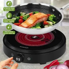Brentwood 1,300-Watt 10-In. Countertop Ceramic Glass Cooktop Surface with Single 8-In. Infrared Burner, Black