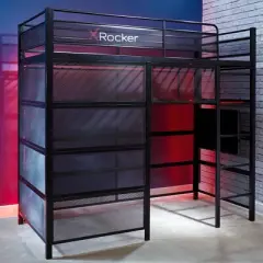 Twin Battle Den Gaming Bunk Bed with TV Mount Black - X Rocker